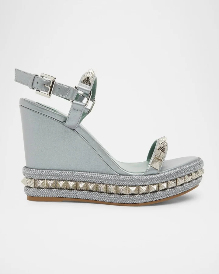 Pyraclou Metallic Spike Red Sole Wedge Sandals