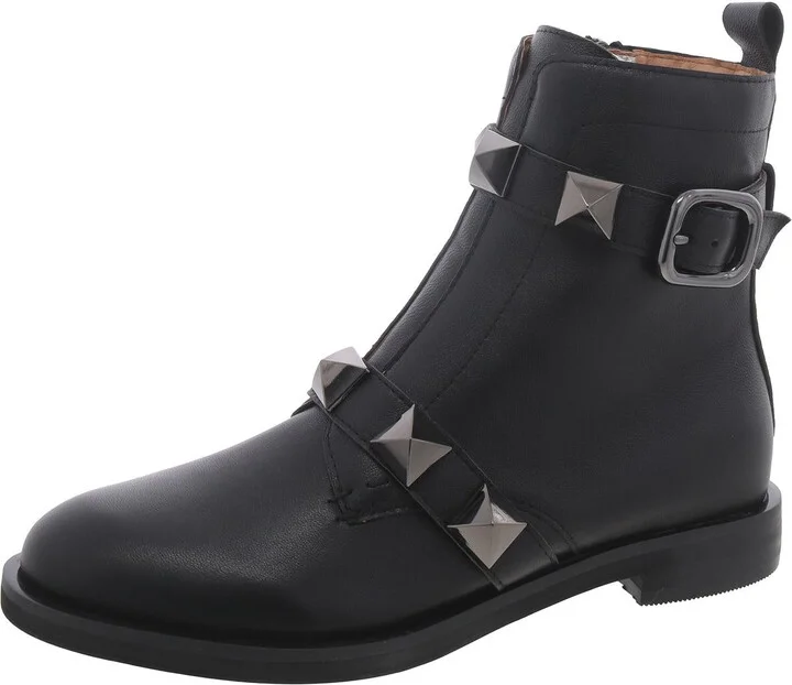 Pyramid Womens Leather Studded Booties
