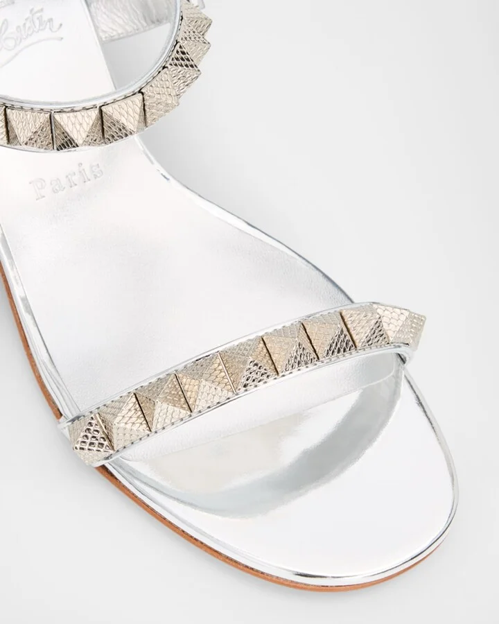 Pyrasand Metallic Spike Red Sole Sandals - Image 2