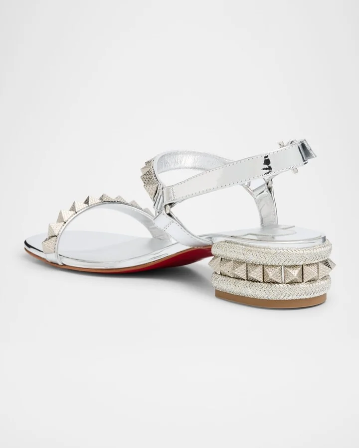 Pyrasand Metallic Spike Red Sole Sandals - Image 5