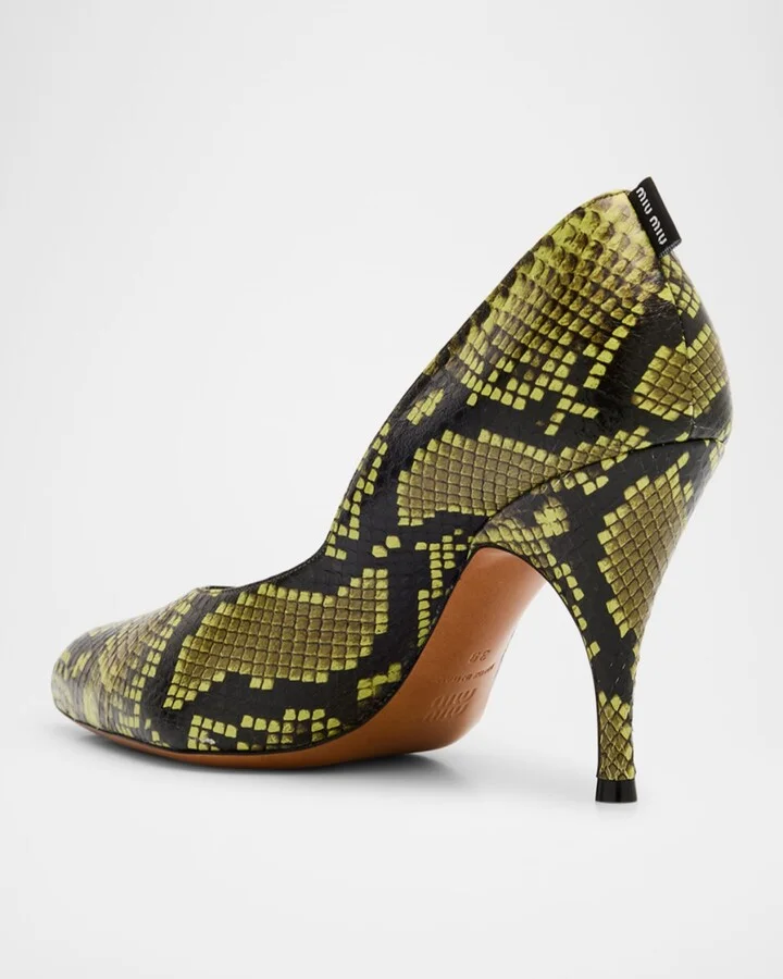Python-Printed Leather Pumps - Image 4