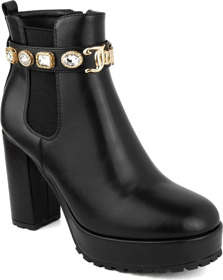Python Womens Faux Leather Embellished Chelsea Boots