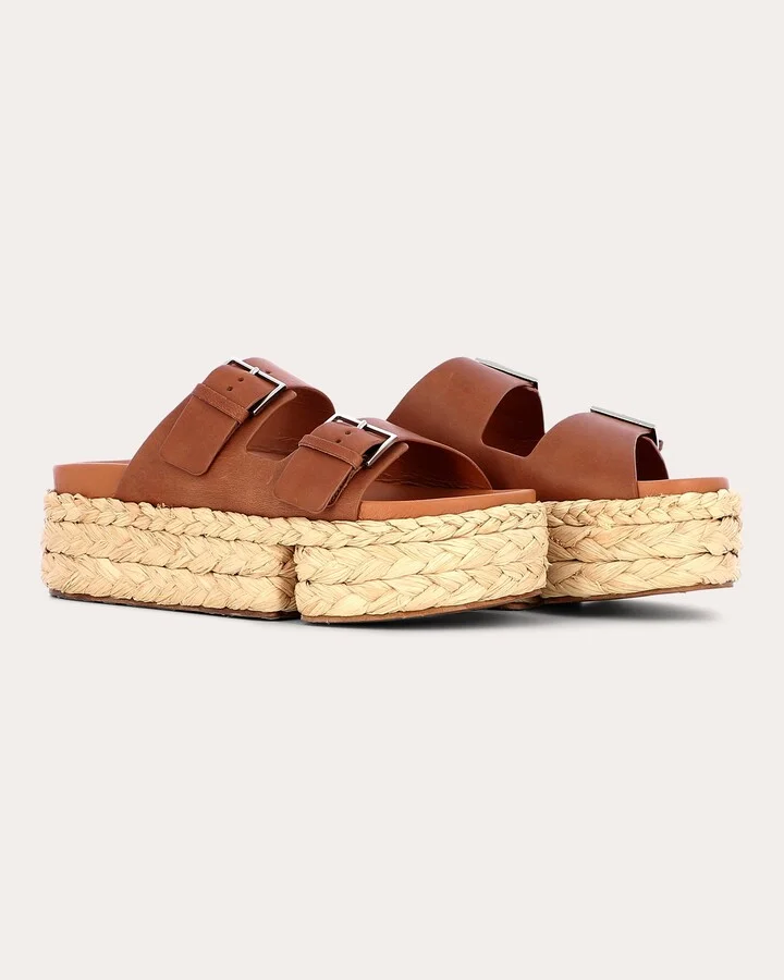 Qiana II Leather and Braided Raffia Platform Sandal - Image 2