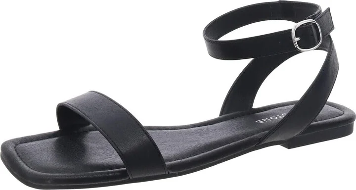 Quebecc Womens Faux Leather Open Toe Ankle Strap