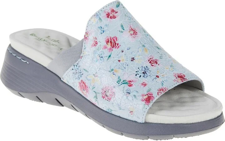 Queens Womens Leather Platform Wedge Sandals