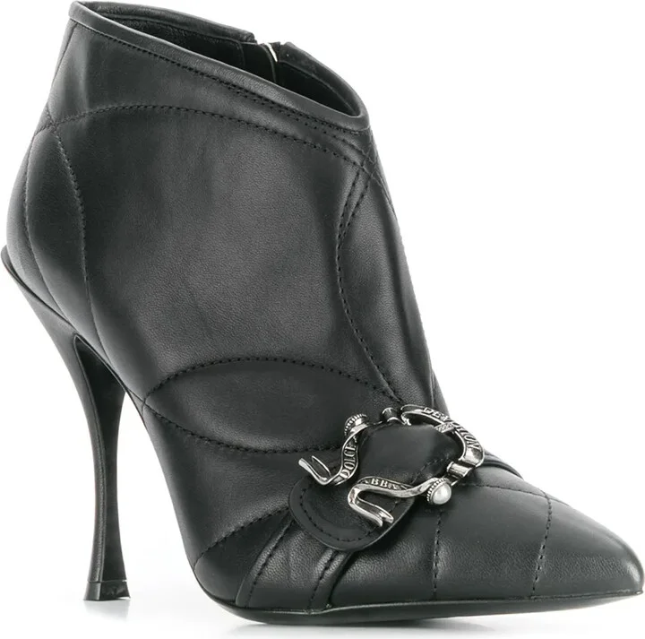 Quilted Buckled Leather Booties - Image 2