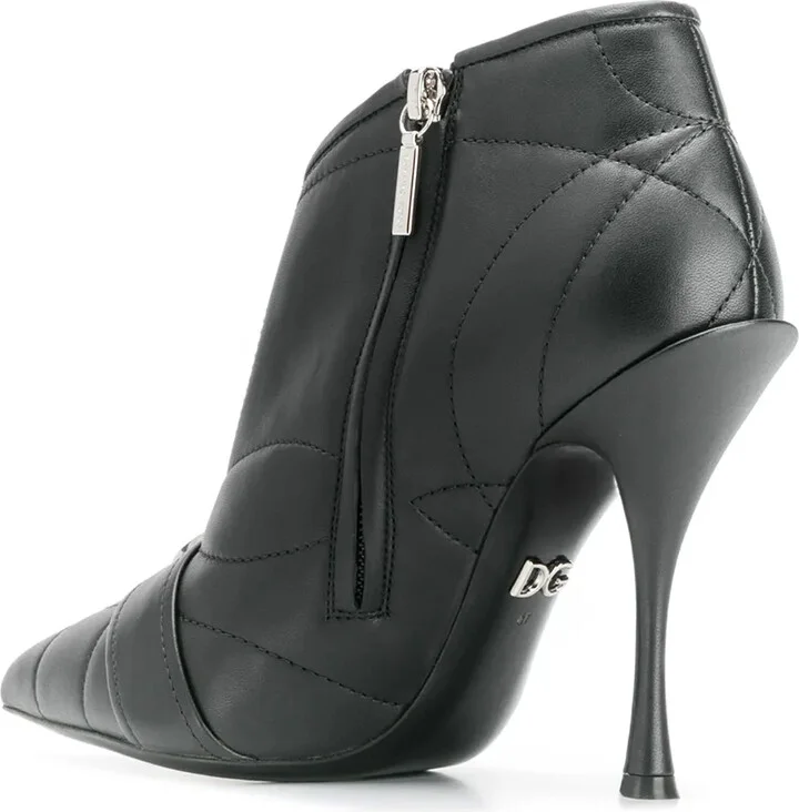 Quilted Buckled Leather Booties - Image 3
