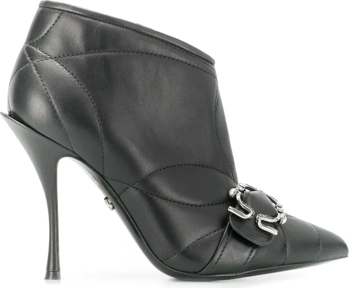 Quilted Buckled Leather Booties