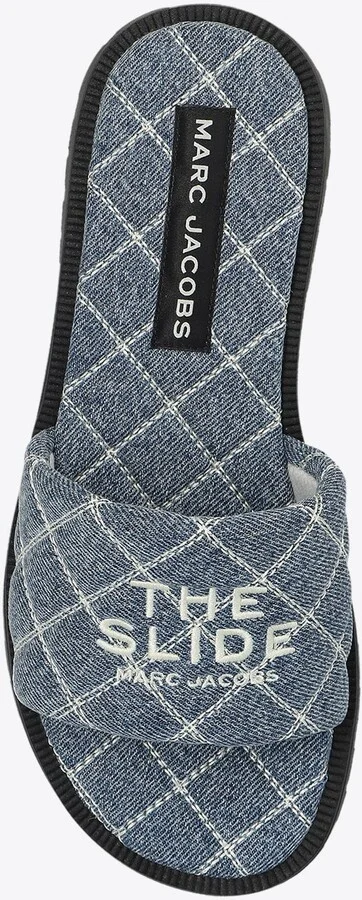 Quilted Denim Lug Slides - Image 3