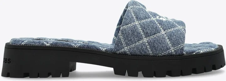 Quilted Denim Lug Slides