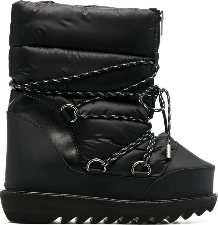 Quilted Lace-Up Ankle Boots