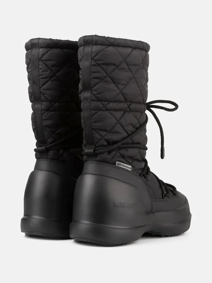 Quilted Lace-Up Rain Boots - Image 2