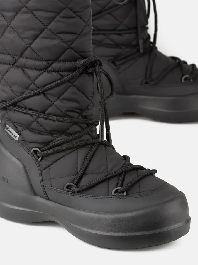 Quilted Lace-Up Rain Boots - Image 4