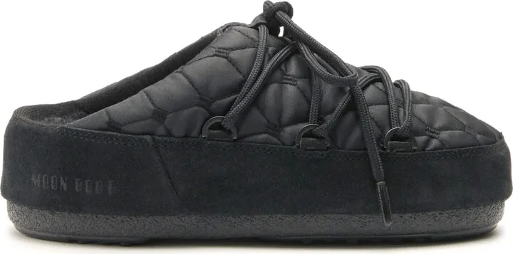 Quilted Lace-Up Slippers