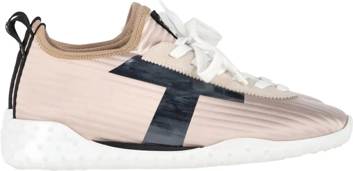 Quilted Lace-Up Sneakers in Blush Pink Leather