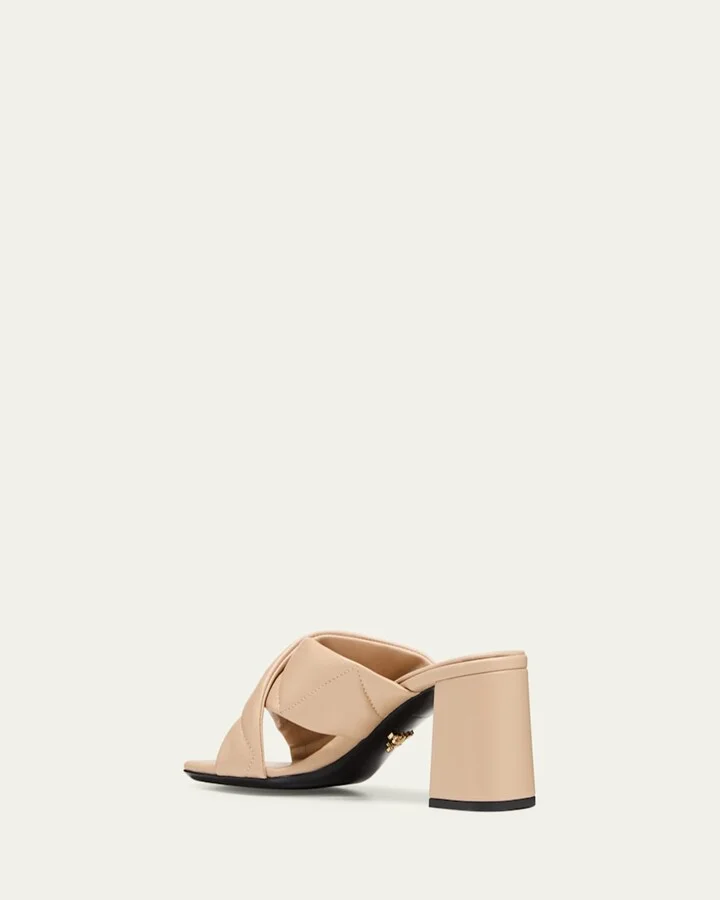 Quilted Lambskin Crisscross Slide Sandals - Image 4