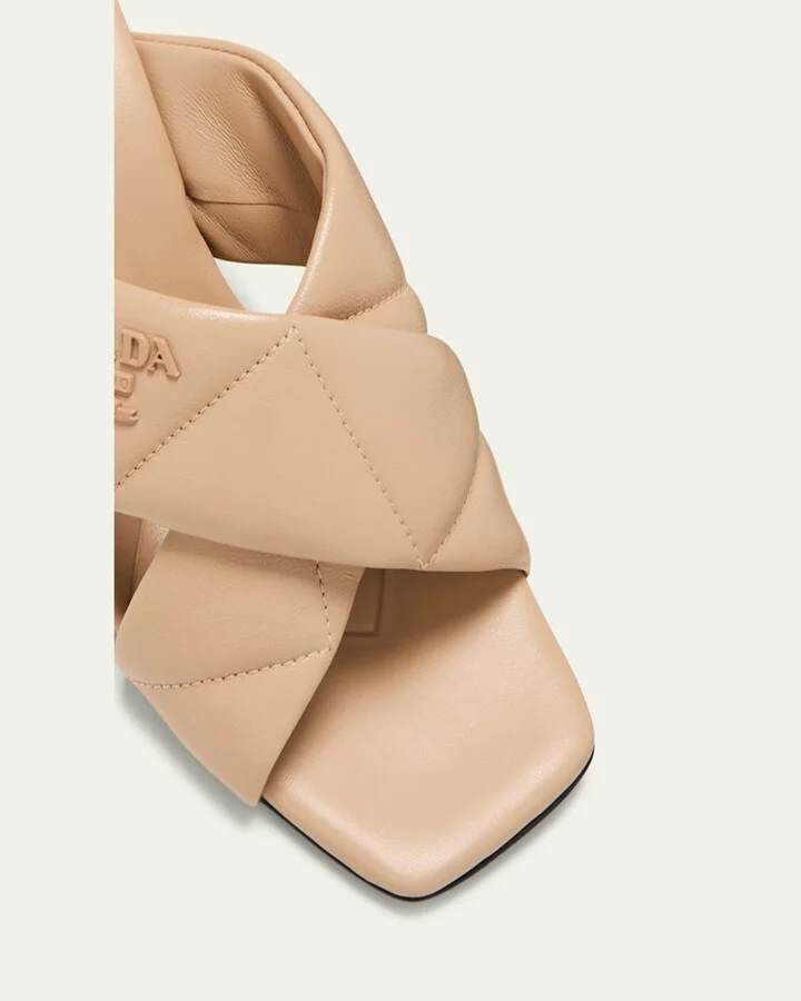 Quilted Lambskin Crisscross Slide Sandals - Image 6