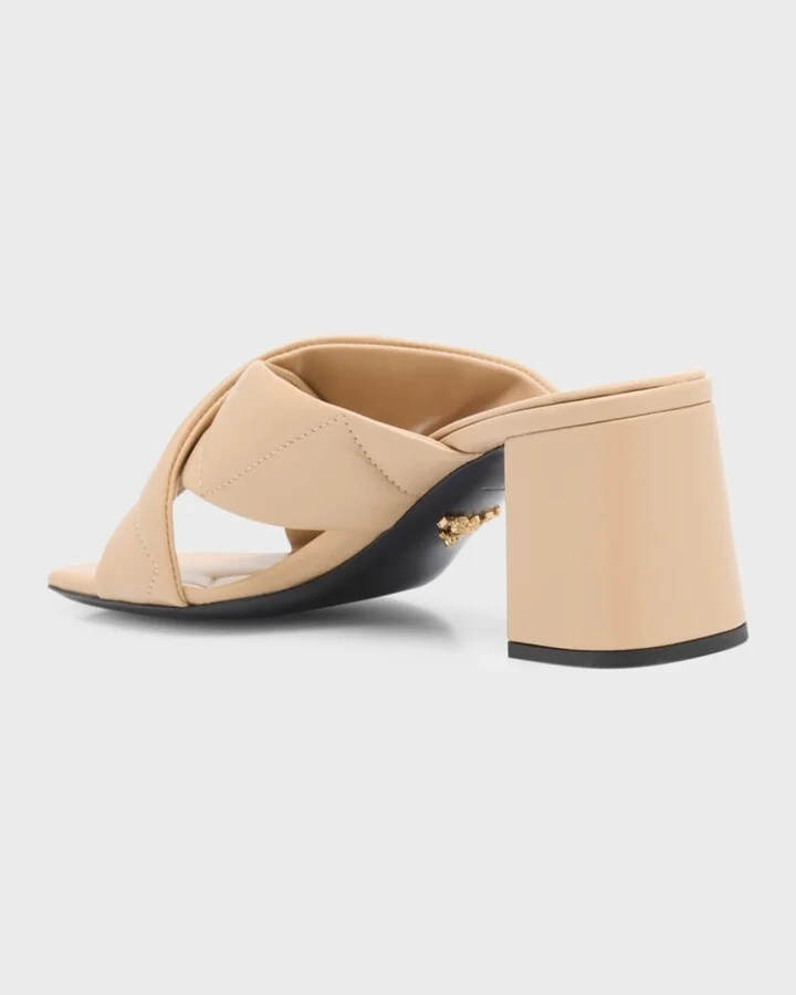 Quilted Lambskin Crisscross Slide Sandals - Image 4