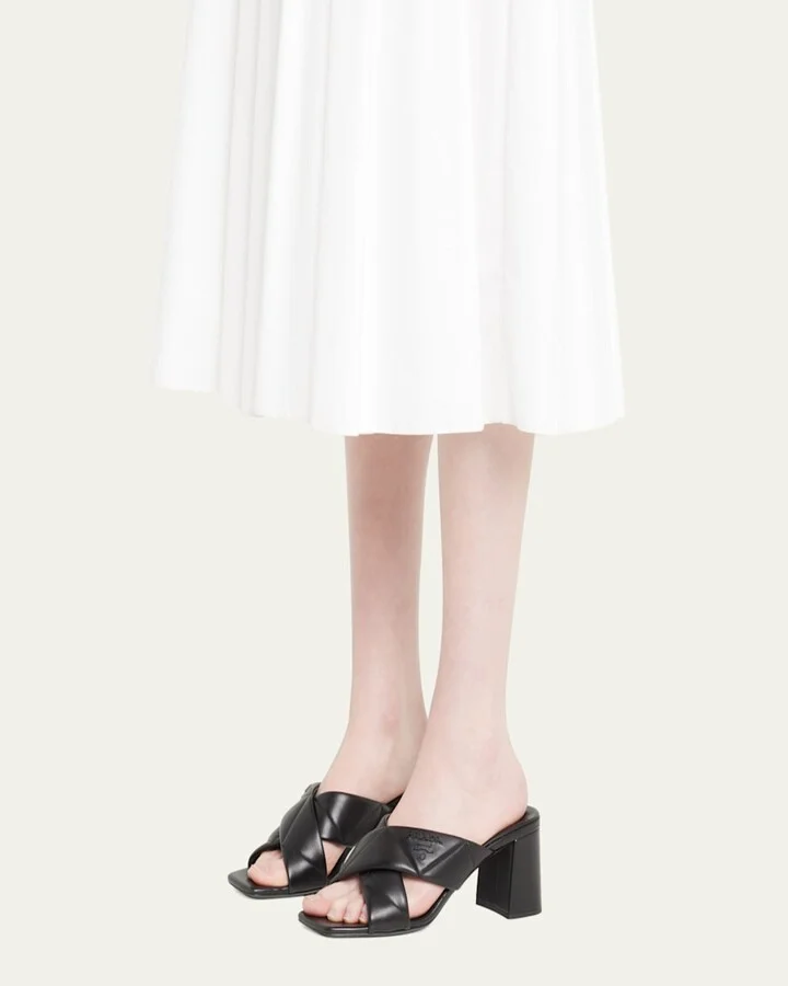 Quilted Lambskin Crisscross Slide Sandals - Image 9