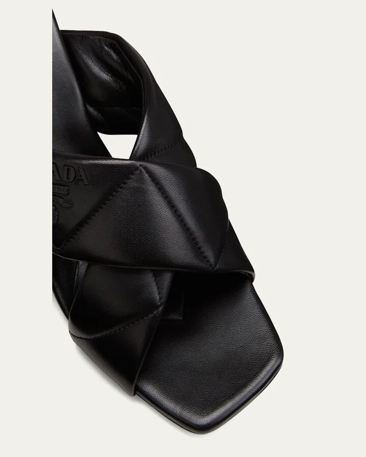 Quilted Lambskin Crisscross Slide Sandals - Image 10
