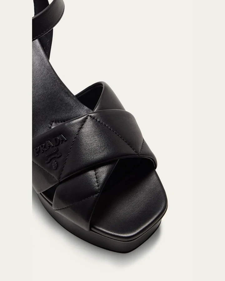 Quilted Leather Ankle-Strap Platform Sandals - Image 3