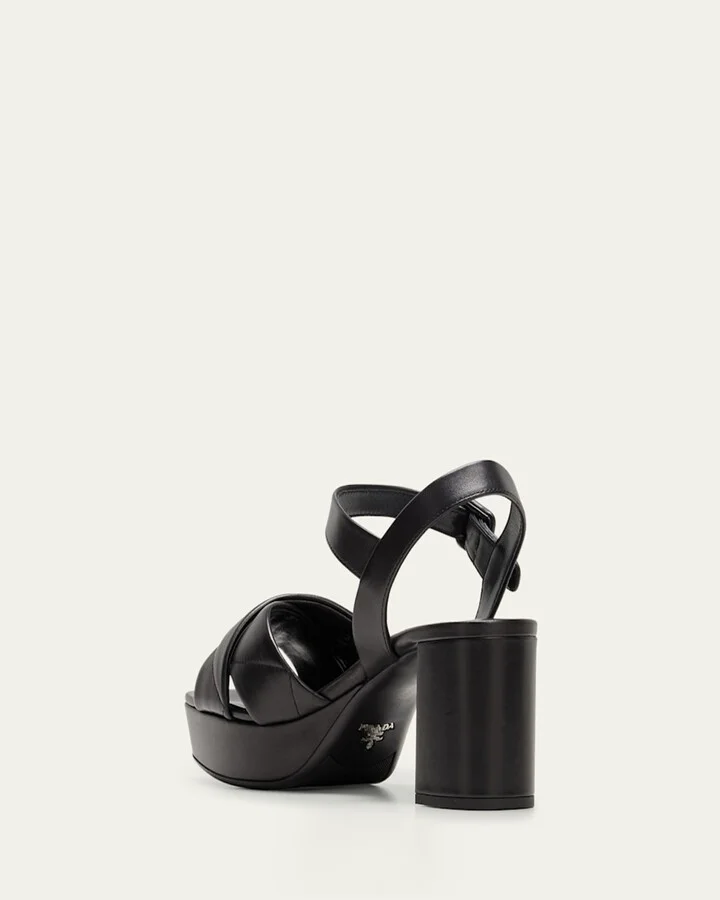 Quilted Leather Ankle-Strap Platform Sandals - Image 6
