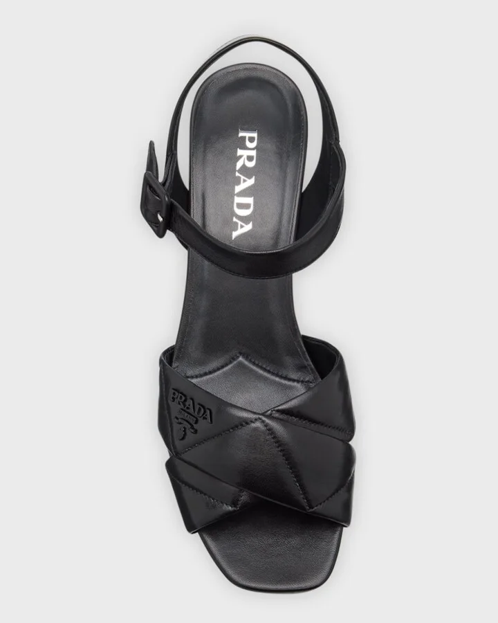Quilted Leather Ankle-Strap Platform Sandals - Image 5