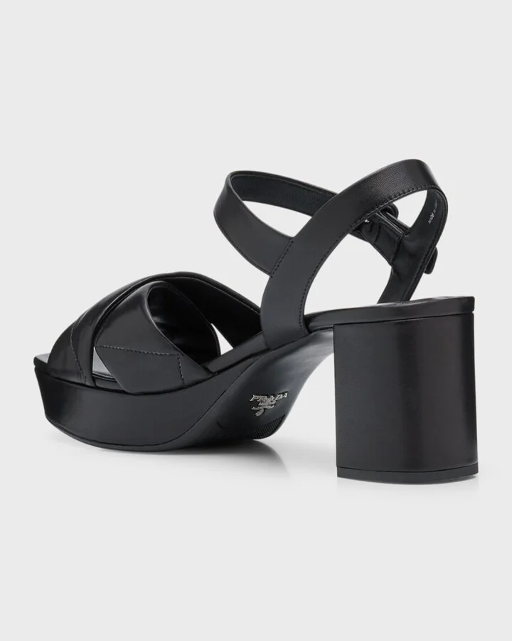 Quilted Leather Ankle-Strap Platform Sandals - Image 7