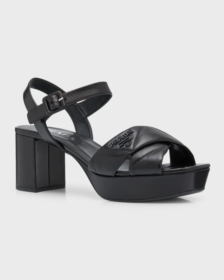 Quilted Leather Ankle-Strap Platform Sandals - Image 11