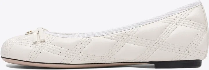 Quilted Leather Bow Ballet Flats - Image 2