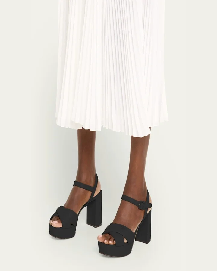Quilted Leather Crisscross Platform Sandals - Image 5