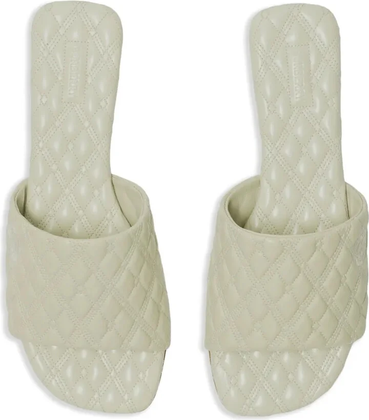 Quilted Leather Flat Sandals - Image 4