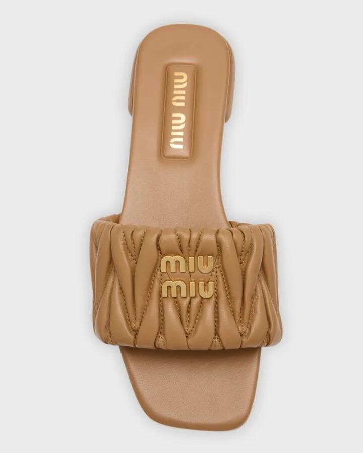 Quilted Leather Flat Slide Style - Image 5