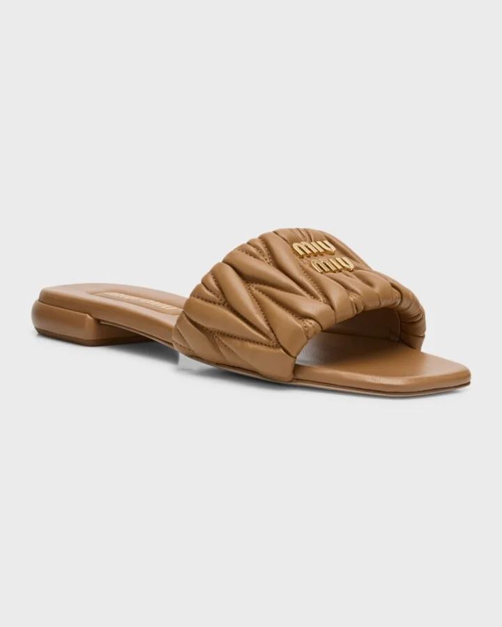 Quilted Leather Flat Slide Style - Image 8
