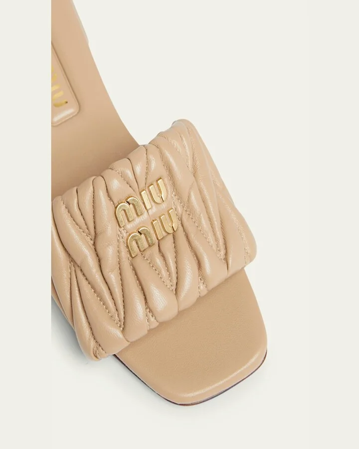 Quilted Leather Flat Slide Style - Image 3