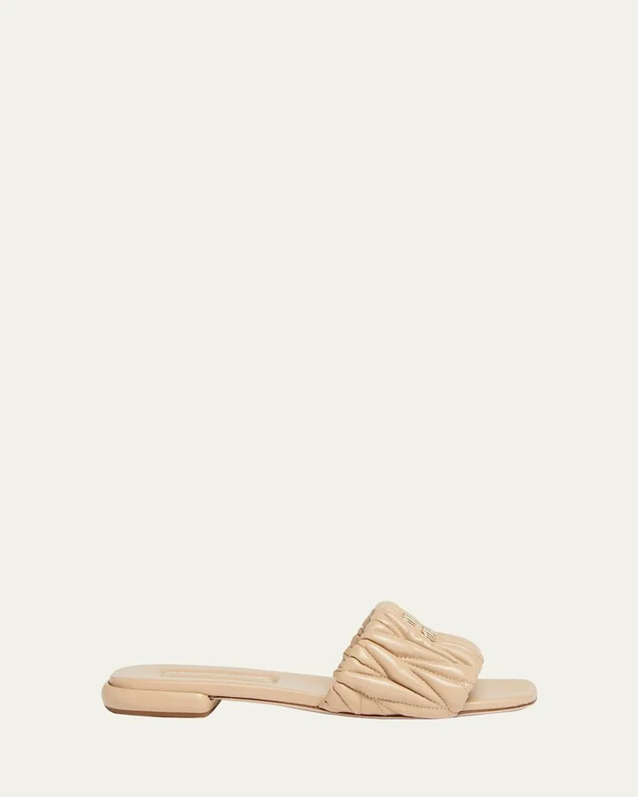 Quilted Leather Flat Slide Style
