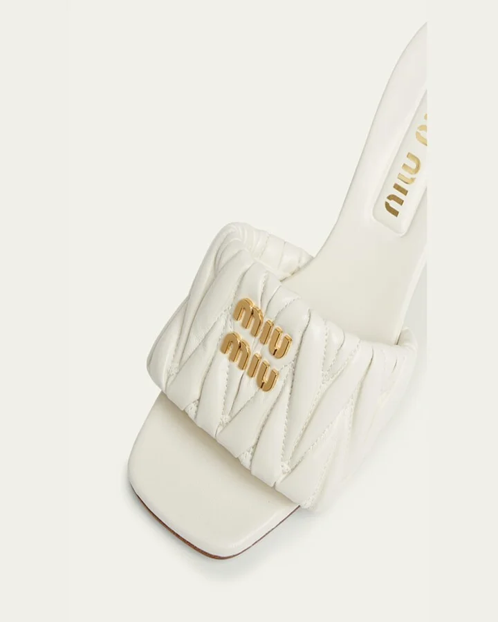 Quilted Leather Mule Sandals - Image 3
