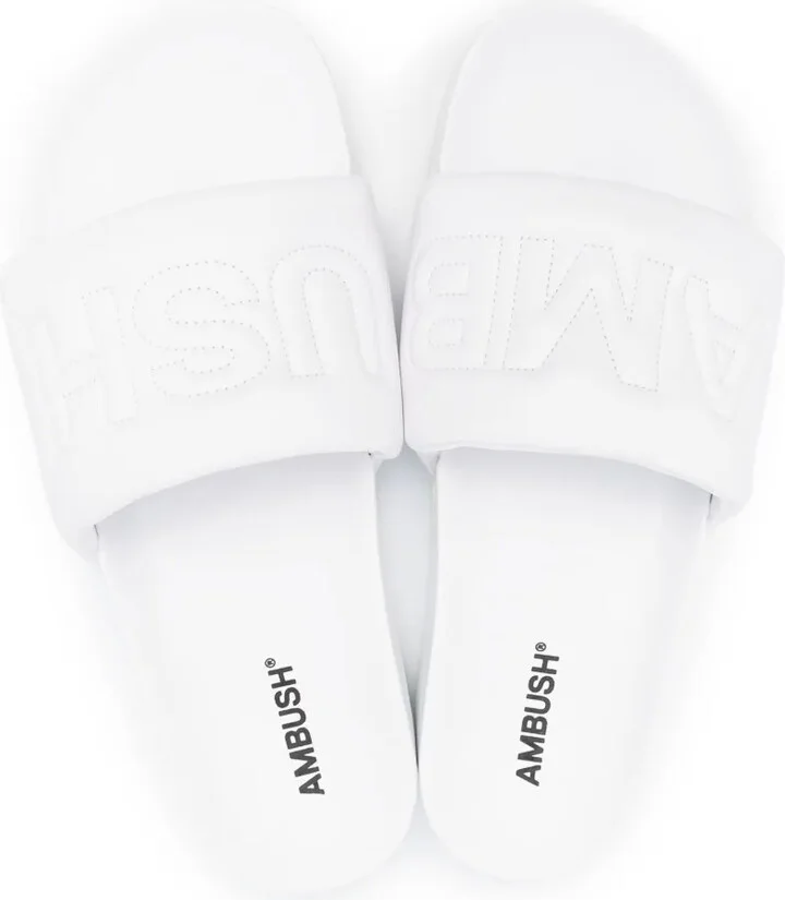 Quilted-Logo Leather Slides - Image 4