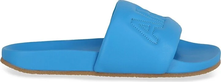 Quilted Logo Leather Slides