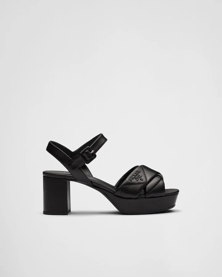 Quilted nappa leather platform sandals - Image 2
