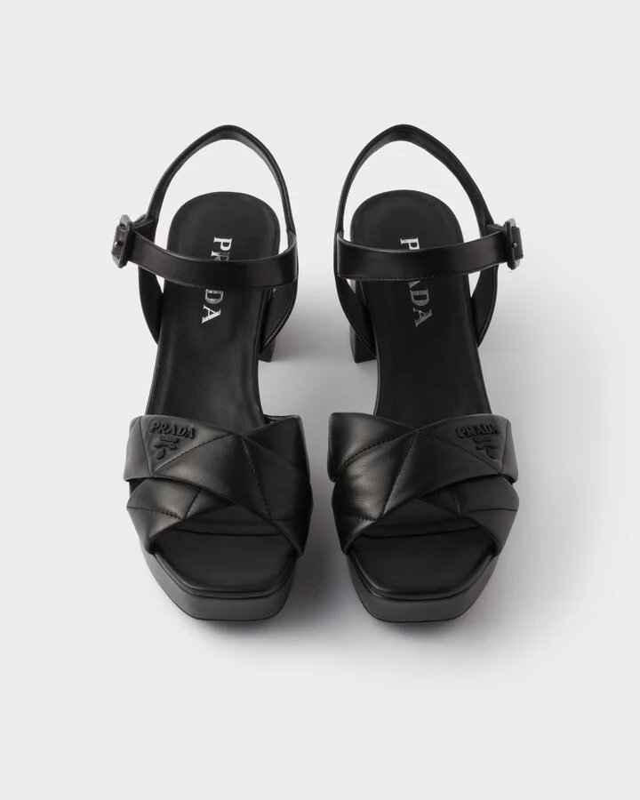 Quilted nappa leather platform sandals - Image 3