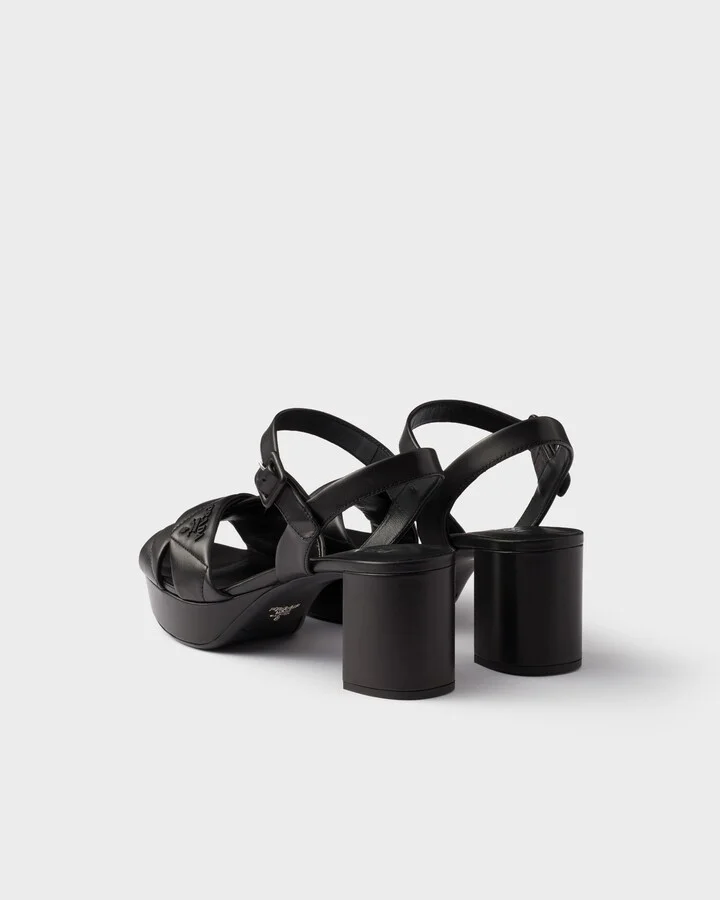 Quilted nappa leather platform sandals - Image 4