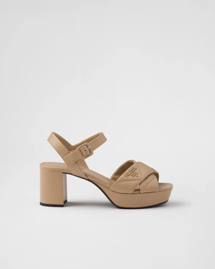 Quilted nappa leather platform sandals - Image 2