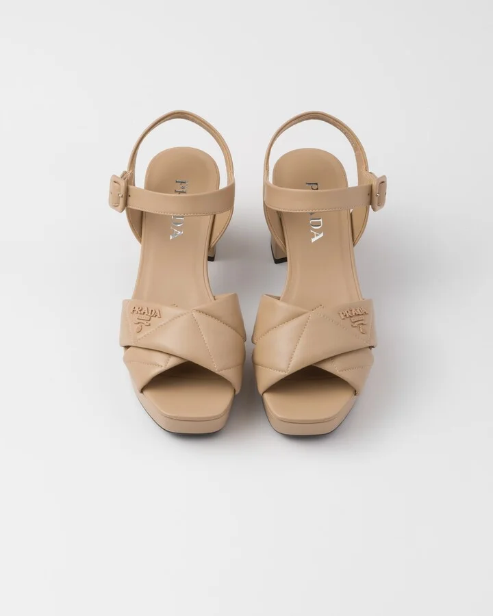 Quilted nappa leather platform sandals - Image 3