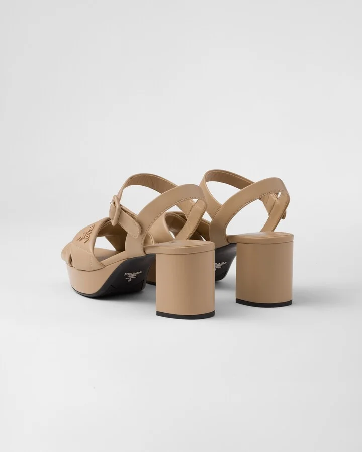 Quilted nappa leather platform sandals - Image 4