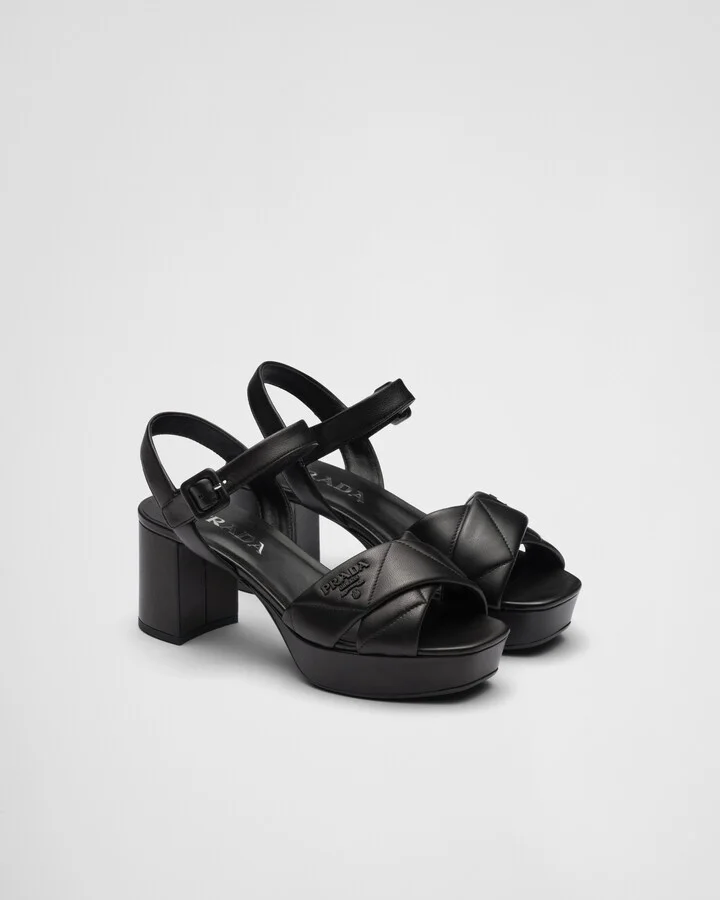 Quilted nappa leather platform sandals