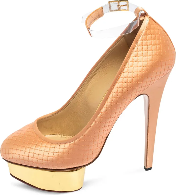 Quilted Platform Ankle-Strap Heels