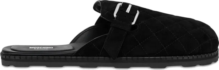 Quilted Suede Mules