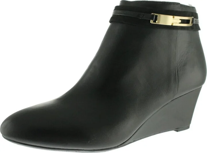 Quimby Womens Leather Wedge Booties