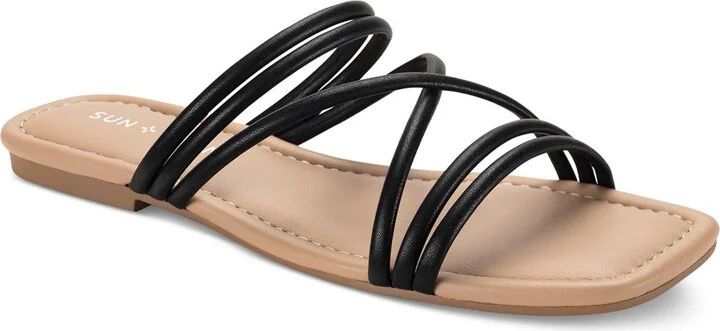 Quinley Womens Slip On Square Toe Strappy Sandals